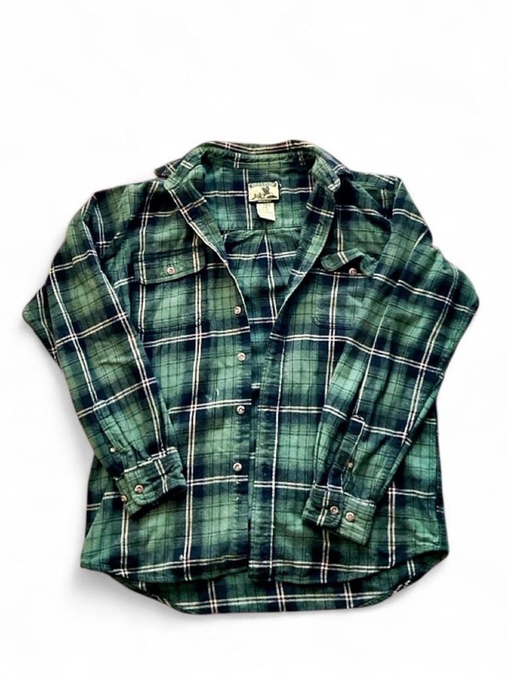 Vintage 90'S FIeld and Stream green Heavyweight cotton Flannel Shirt Men's Large